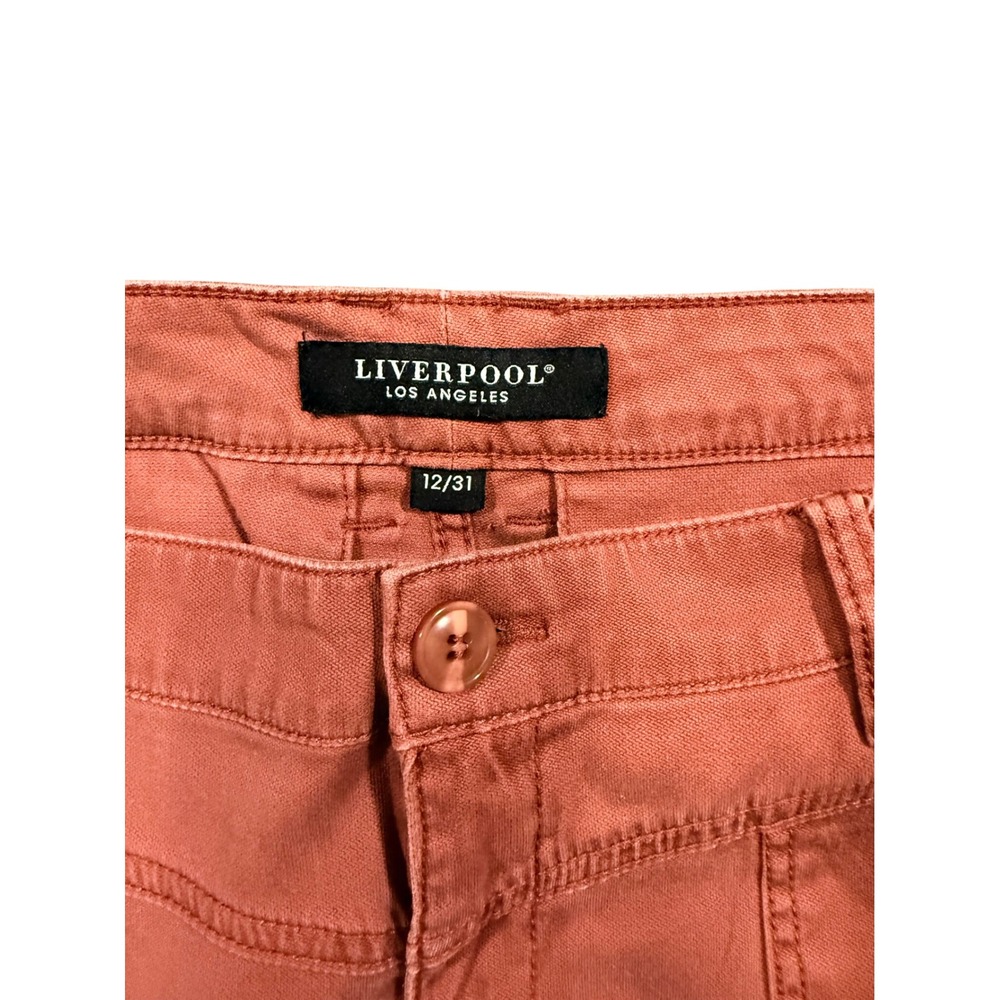Liverpool Women's Wide Leg Crop Terra Rouge Lyocell Cotton Pants Size 12/31 - Picture 3 of 7
